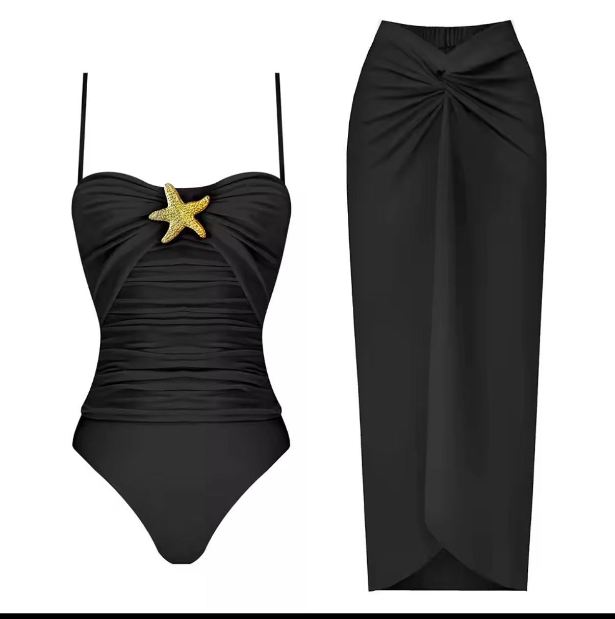 Two piece black snatched soft siren set